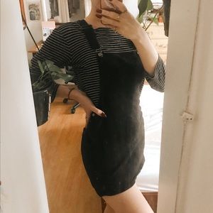 F21 black overall mini dress